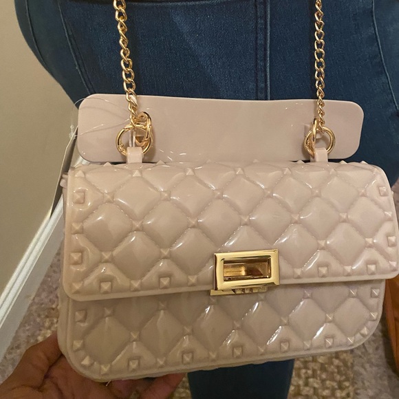 Versona taupe colored chain cross body purse - Picture 1 of 3